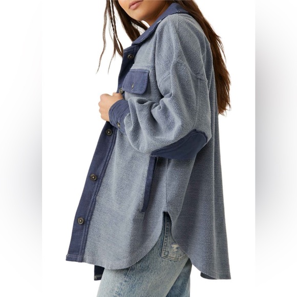 FREE PEOPLE Ruby Jacket Shacket - Oceana Navy Blue - NWT - Picture 2 of 6